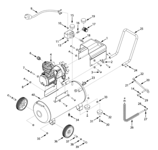 Tank Parts Diagram and Parts List for HL540100  Campbell Hausfeld Compressor